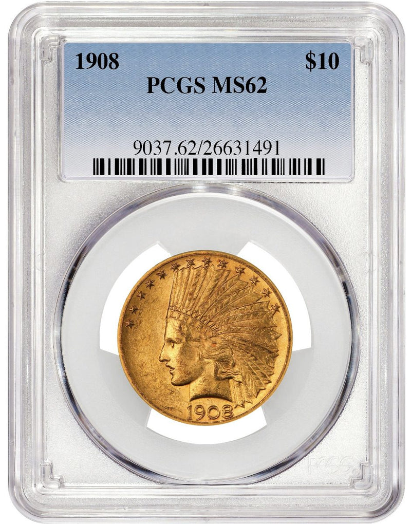 1908 $10 GOLD INDIAN HEAD PCGS MS62 - Westminster Mint