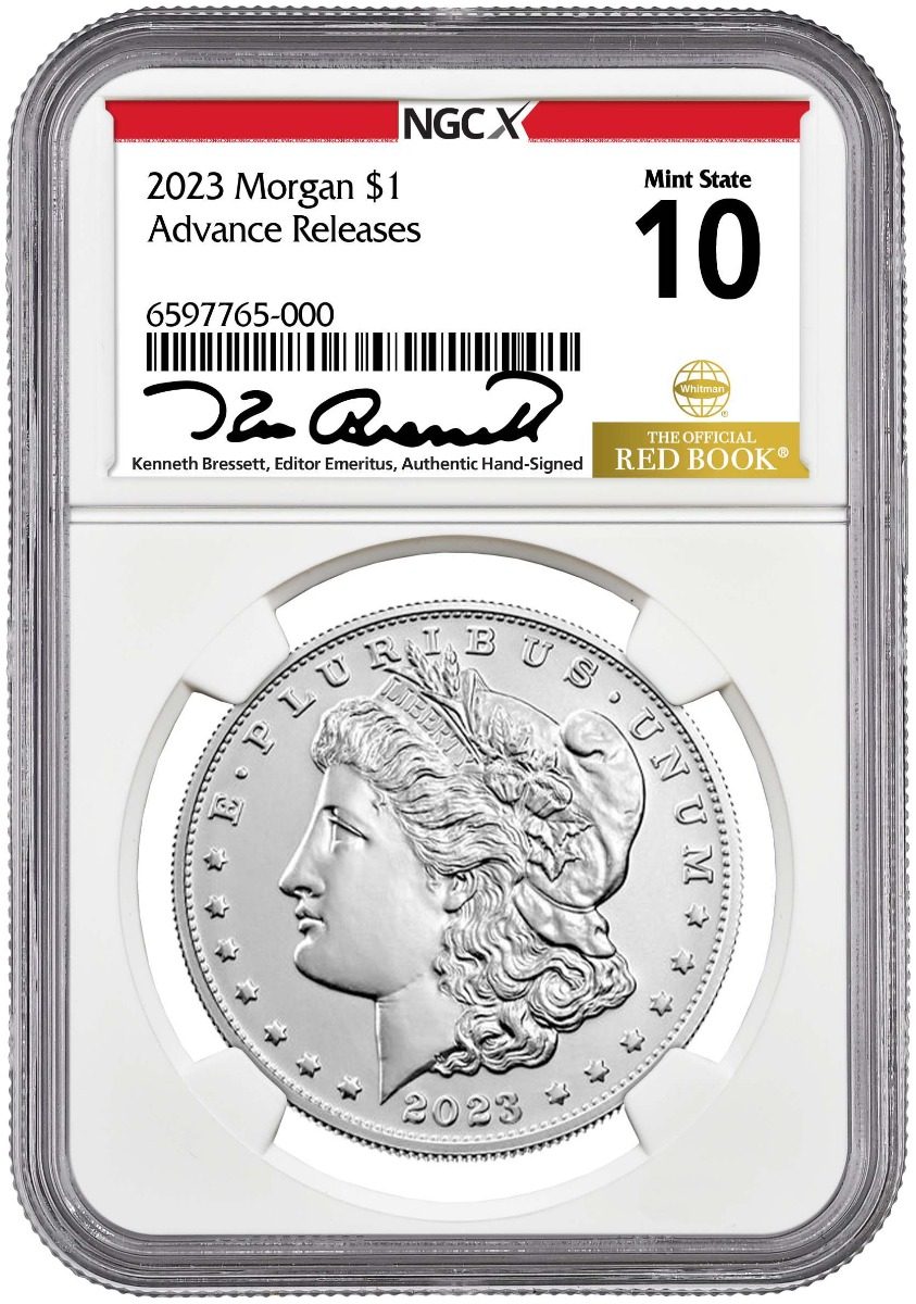 2023 Morgan & Peace Silver Dollars NGCX MS10 Advance Release w/Kenneth Bressett Signature - Westminster Mint