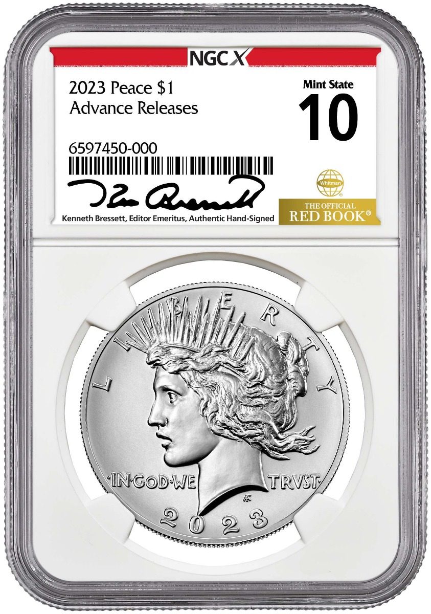 2023 Morgan & Peace Silver Dollars NGCX MS10 Advance Release w/Kenneth Bressett Signature - Westminster Mint