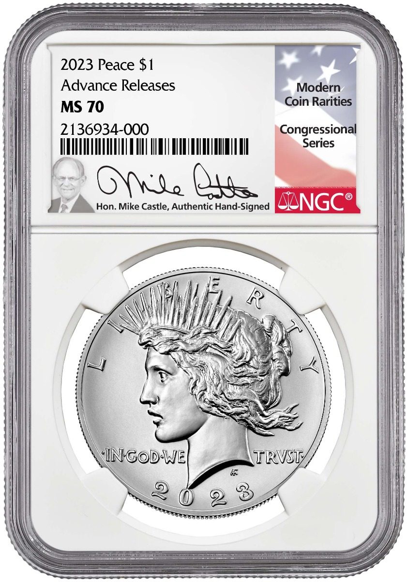 2023 Morgan & Peace Silver Dollars NGC MS70 Advance Release w/Michal Castle Signature - Westminster Mint