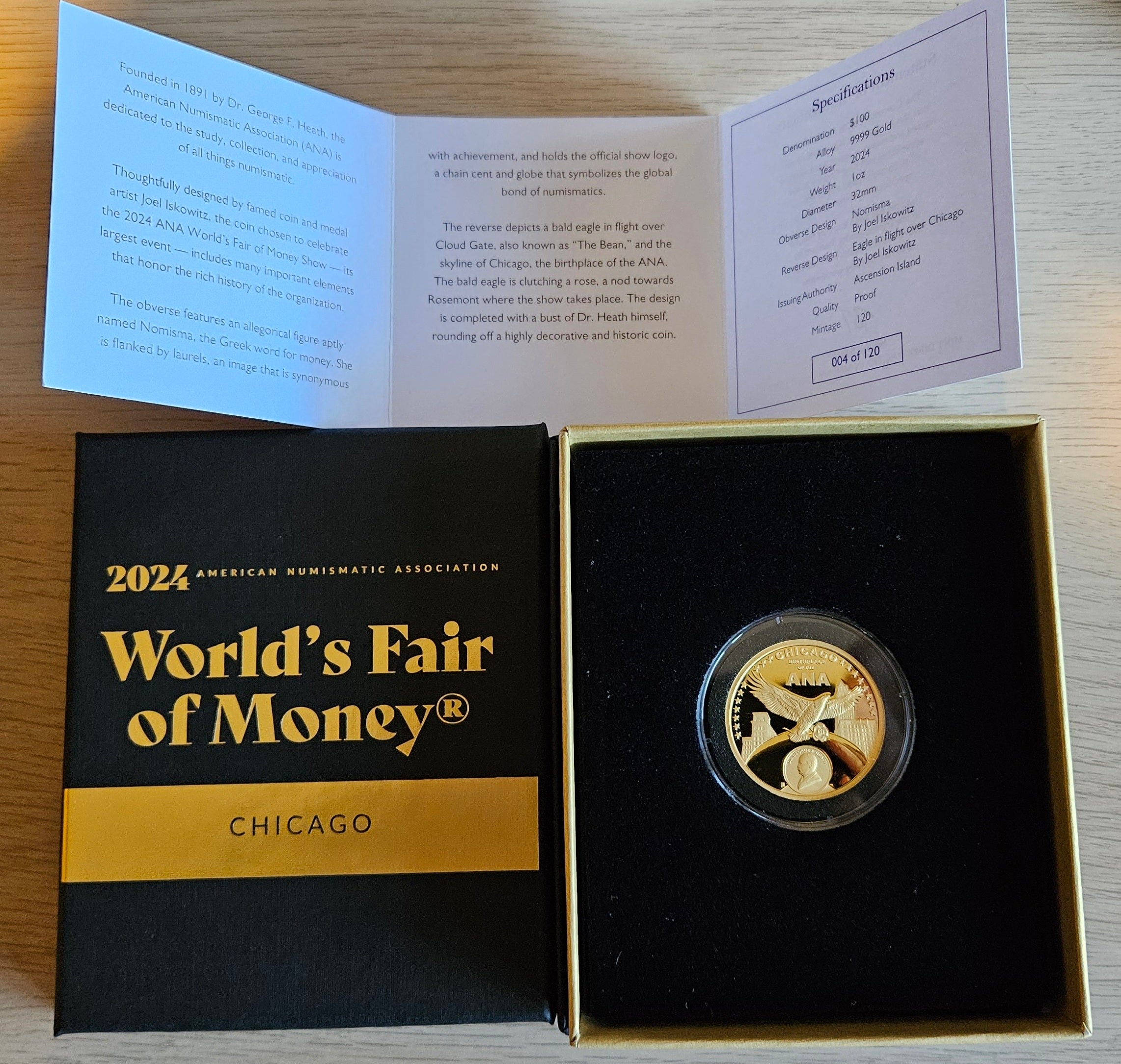 2024 ANA SHOW GOLD PR70 FDI ISKOWITZ SIGNED MINTAGE ONLY 120