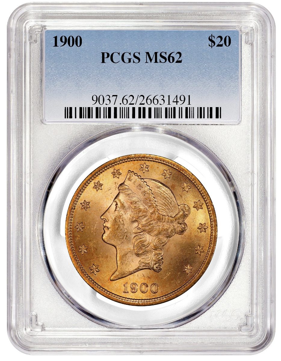 1900 $20 GOLD LIBERTY PCGS MS62 - Westminster Mint