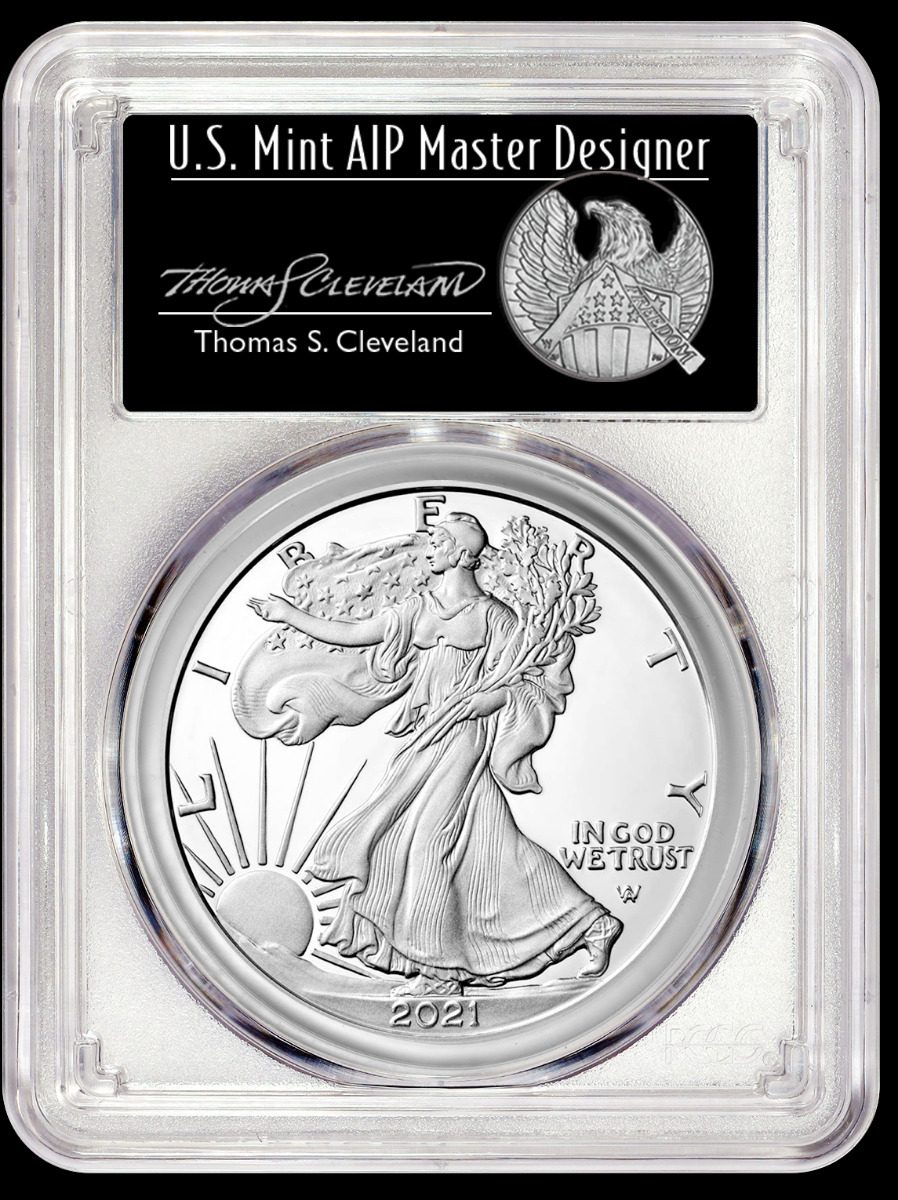 2021 W American Silver Eagle Type 2 PCGS PR70 FS Thomas S. Cleveland Signature - Westminster Mint