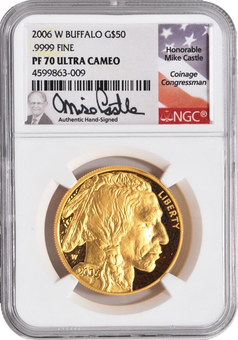 2006 American $50 Buffalo NGC PR70 W/Michael Castle Signature - Westminster Mint