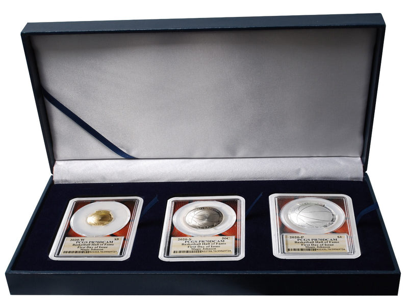 2020 Basketball Hall of Fame Proof 3-pc Set PCGS PR70 First Day of Issue w/Magic Johnson Signature - Westminster Mint