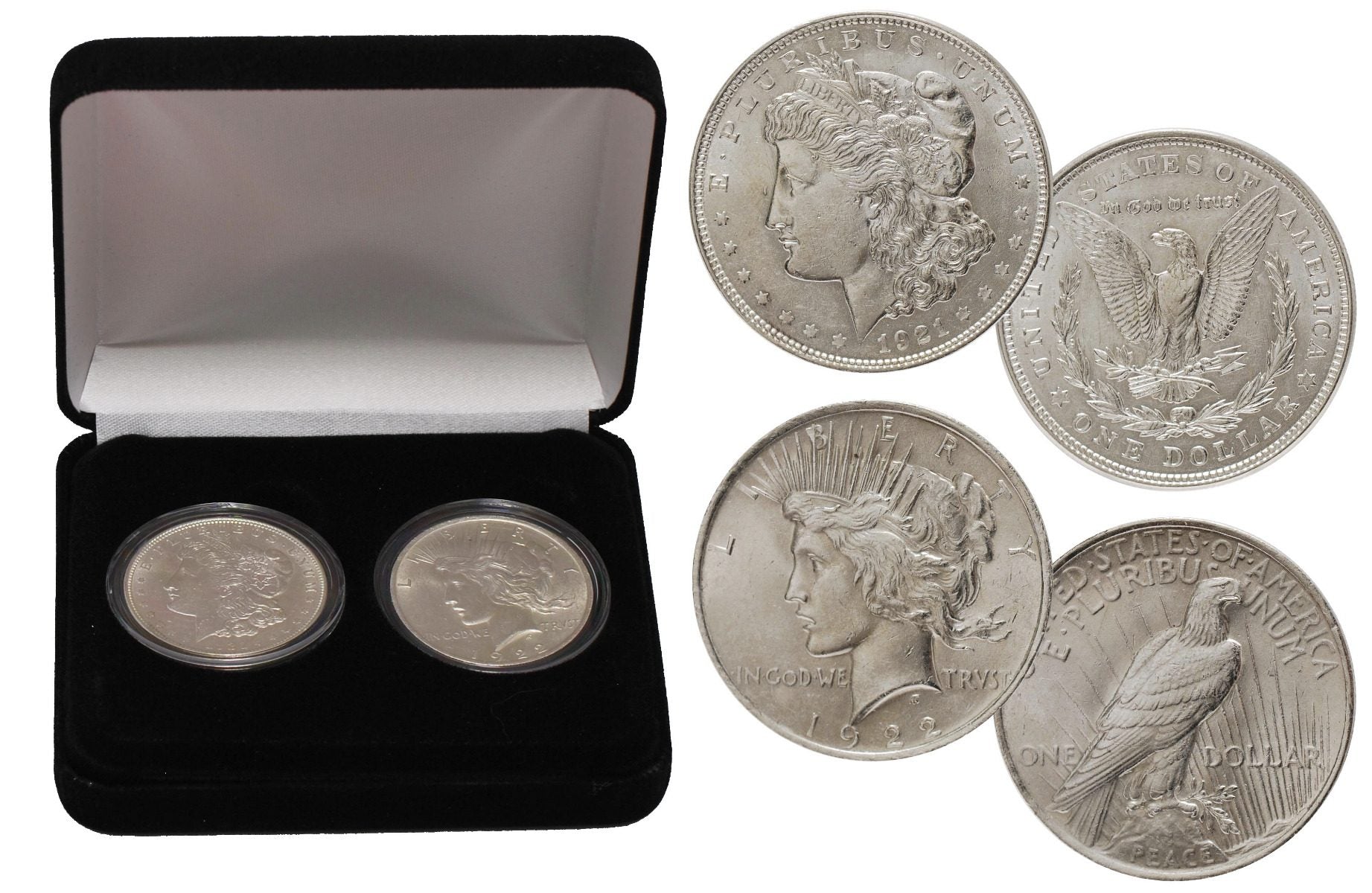 1921 Morgan & 1922 Peace Dollars 2-pc set BU - Westminster Mint