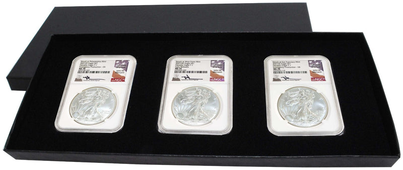 2021 (P/W/S/) SILVER EAGLE 3PC SET NGC MS70 MERCANTI ER - Westminster Mint