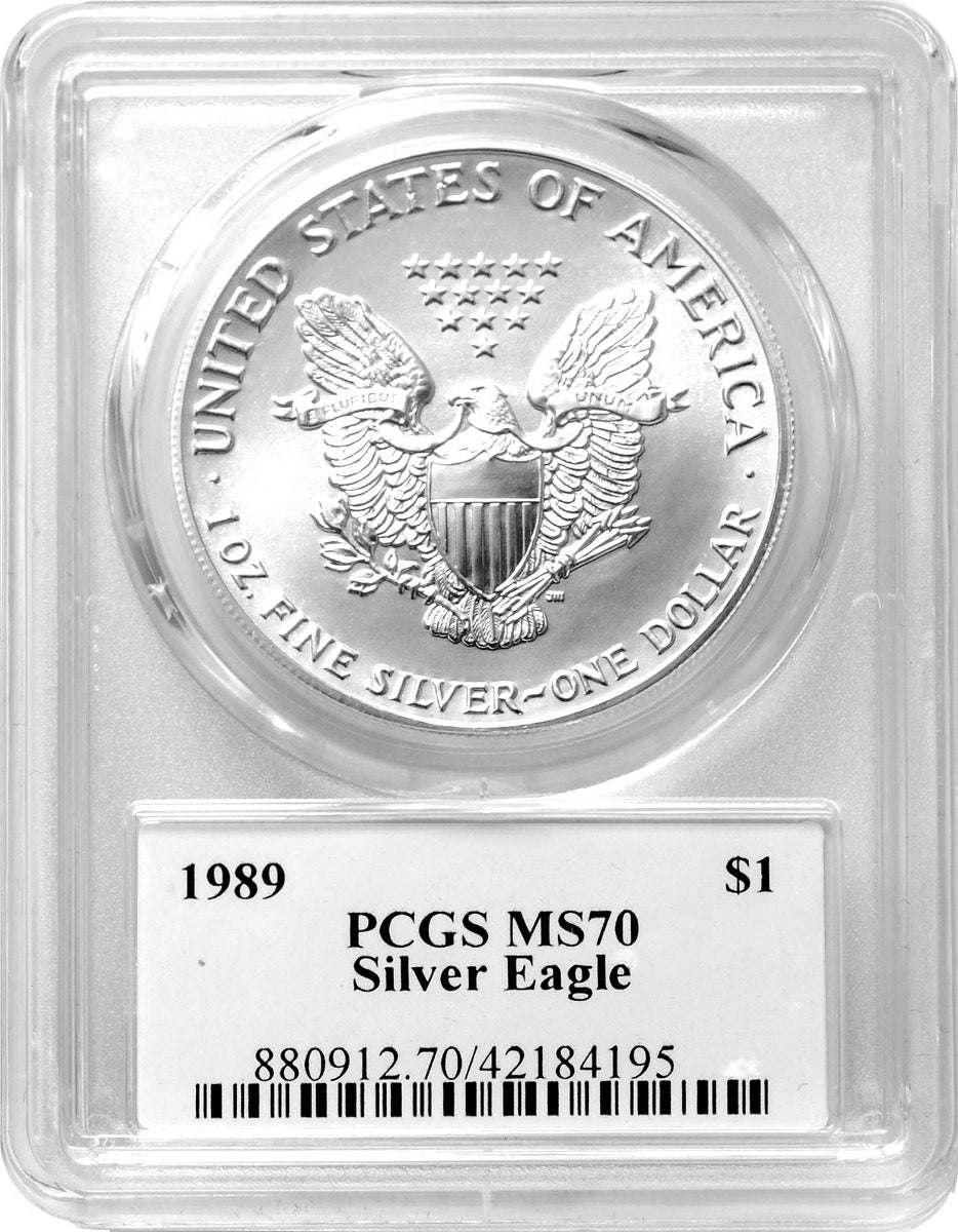 1989 Silver Eagle T1 PCGS MS70 John Mercanti Signature Rare Low Population - Westminster Mint