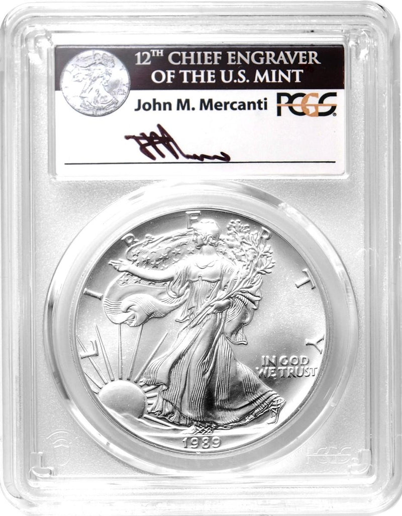 1989 Silver Eagle T1 PCGS MS70 John Mercanti Signature Rare Low Population - Westminster Mint