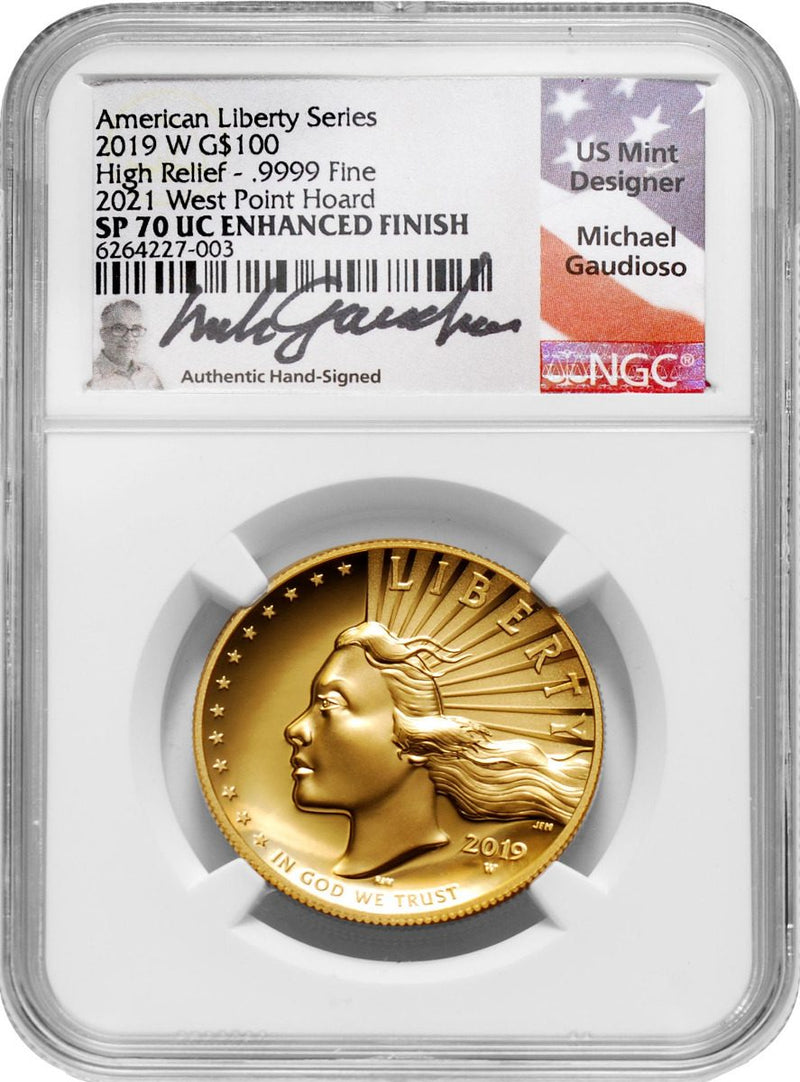 2019 W $100 American Liberty High Relief NGC SP70 WestPoint Mint Hoard Guadioso Signature - Westminster Mint