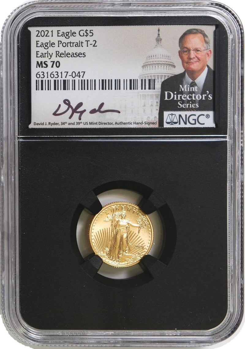 2021 T2 $5 Gold Eagle NGC MS70 ER MDS David Ryder Signature - Westminster Mint