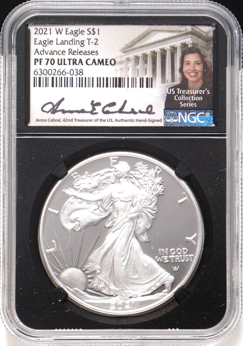 2021 W American Silver Eagle TYPE 2 Advance Release NGC PF70 Anna Cabral Signature Rarity - Westminster Mint