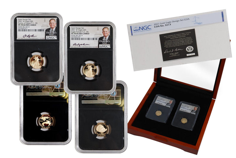2021 W Gold Eagle Design Set T1/T2 NGC P70 Ultra Cameo David Ryder Signature - Westminster Mint