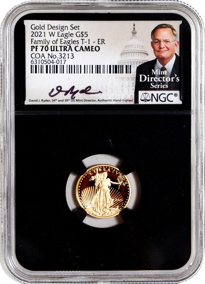 2021 W Gold Eagle Design Set T1/T2 NGC P70 Ultra Cameo David Ryder Signature - Westminster Mint