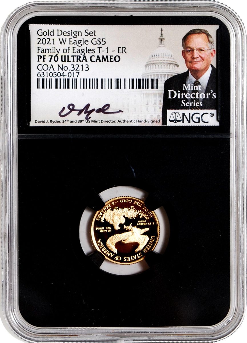 2021 W Gold Eagle Design Set T1/T2 NGC P70 Ultra Cameo David Ryder Signature - Westminster Mint