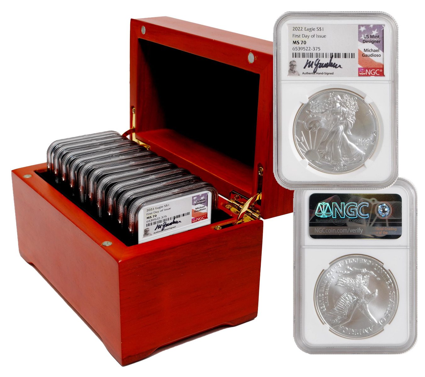 2022 Silver Eagle 10 COIN Box NGC MS70 FDI Michael Gaudioso Signature - Westminster Mint