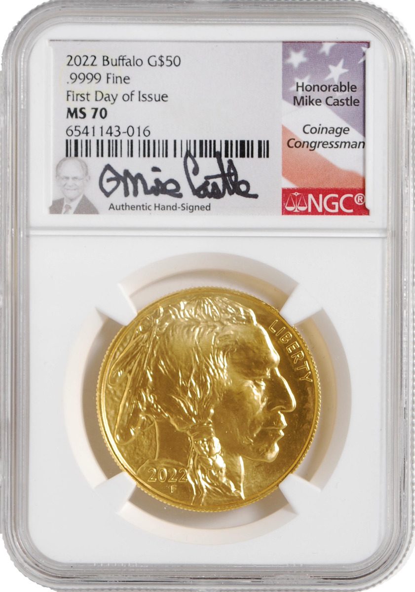 2022 American Gold Buffalo & Eagle set NGC MS70 FDOI Michael Castle Signatures - Westminster Mint