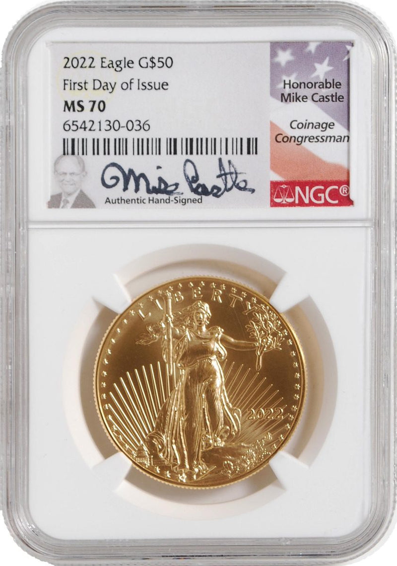 2022 American Gold Buffalo & Eagle set NGC MS70 FDOI Michael Castle Signatures - Westminster Mint