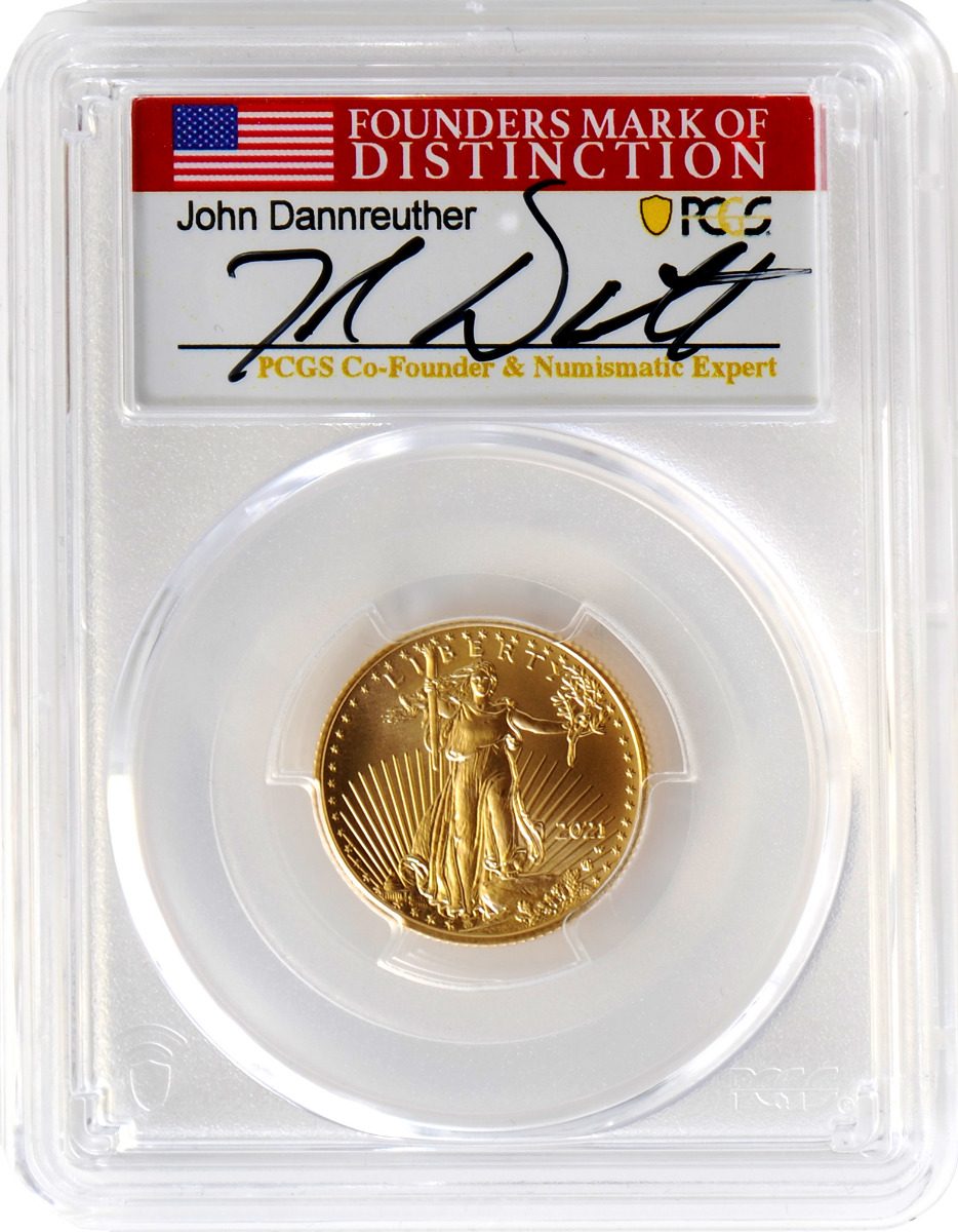 2021 W $10 Gold Eagle PCGS MS70 Die Variety Mint Error Unfinished dies John Dannreuther Signature - Westminster Mint