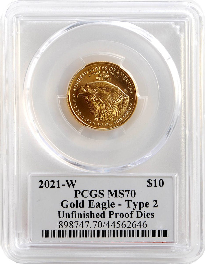 2021 W $10 Gold Eagle PCGS MS70 Die Variety Mint Error Unfinished dies John Dannreuther Signature - Westminster Mint
