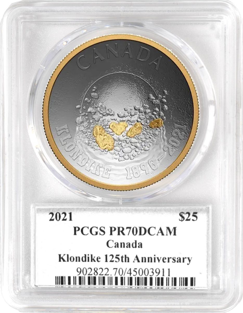 2021 $25 Silver PCGS PR70 DCAM Klondike Pan shaped coin - Westminster Mint