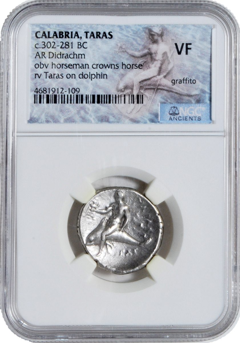 Silver Ancient Calabria Taras AR Didrachm 3rd century BC VF - Westminster Mint