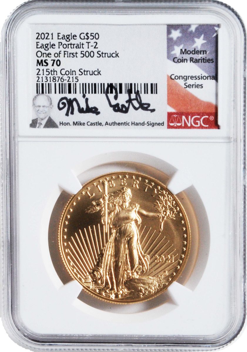 2021 $50 Gold Eagle - At Dusk & Dawn 35th Anniversary NGC MS70 2-PC set with matched Numbers Michael Castle Signature - Westminster Mint