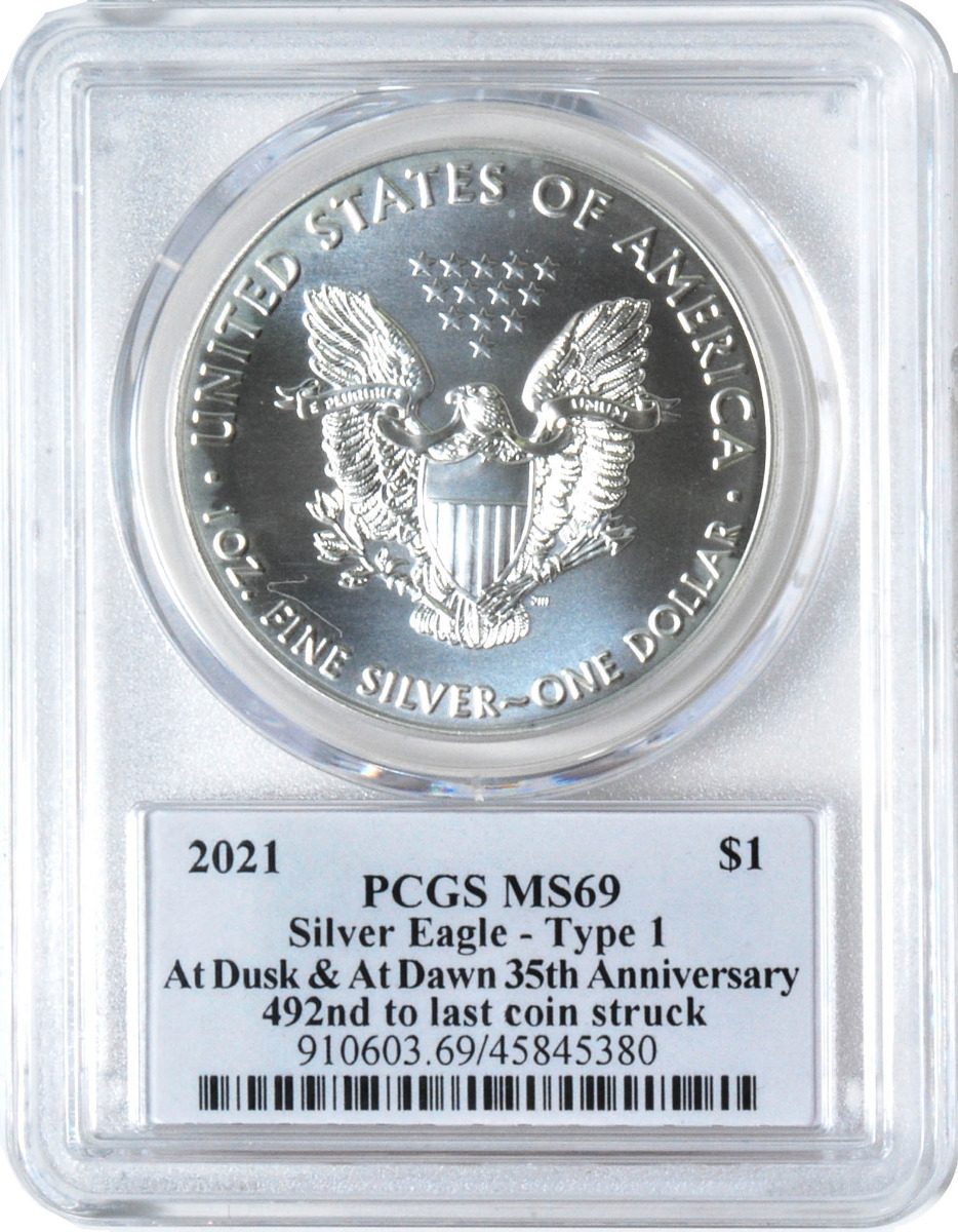 2021 Silver Eagle Type 1 & Type 2 - At Dusk & Dawn 35th Anniversary 2-PC set with matched Numbers John Dannreuther signatures - Westminster Mint