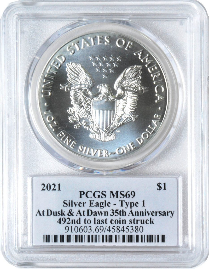 2021 Silver Eagle Type 1 & Type 2 - At Dusk & Dawn 35th Anniversary 2-PC set with matched Numbers John Dannreuther signatures - Westminster Mint