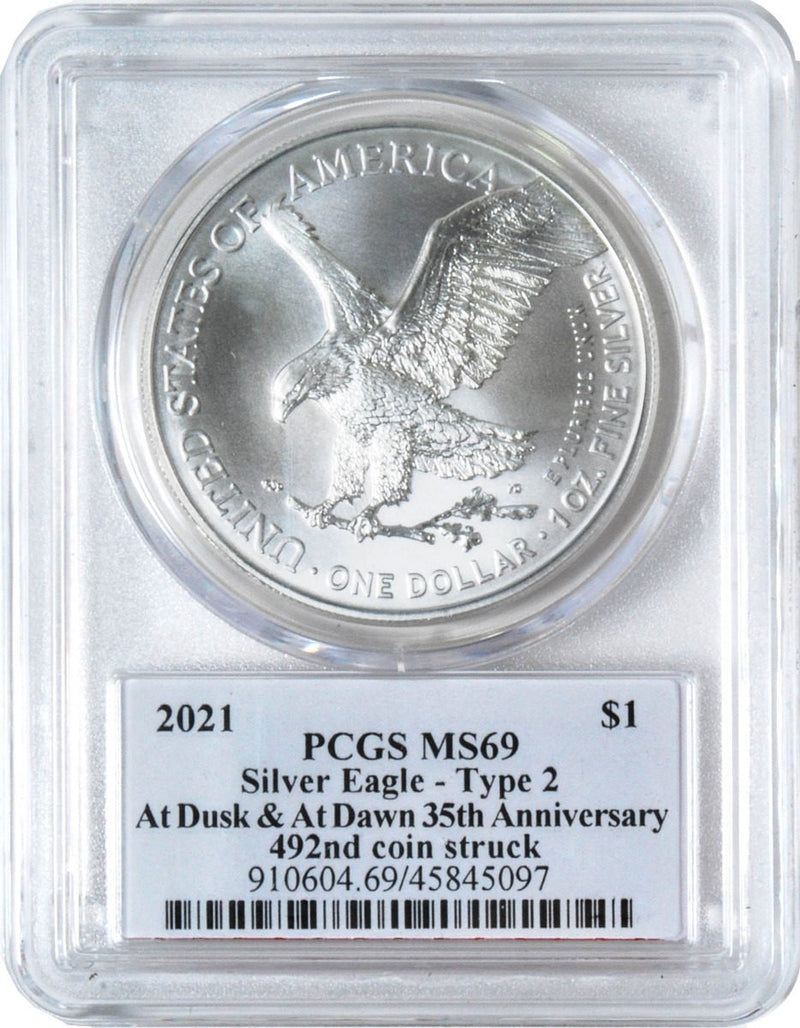 2021 Silver Eagle Type 1 & Type 2 - At Dusk & Dawn 35th Anniversary 2-PC set with matched Numbers John Dannreuther signatures - Westminster Mint