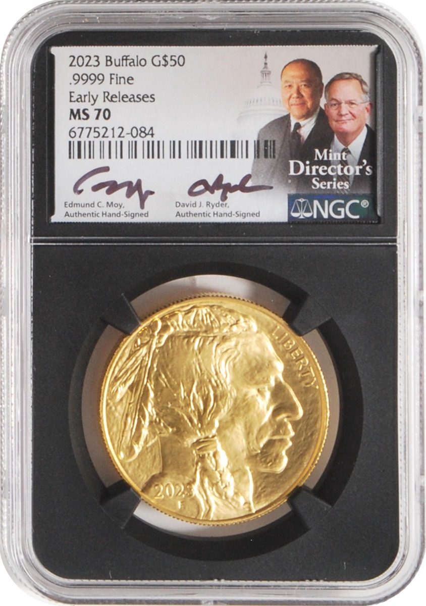 2023 $50 Gold Buffalo NGC MS70 w/ Edmund C. Moy & David Ryder Signatures - Westminster Mint
