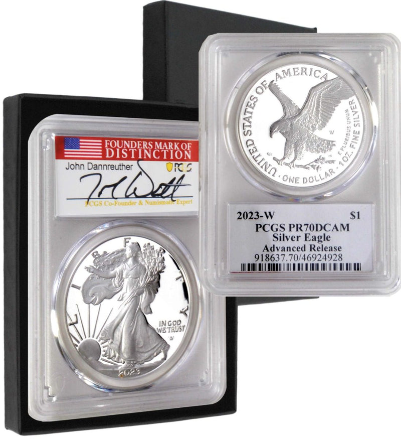 2023 W Silver Eagle PCGS PR70 Advance Release w/John Dannreuther Signature - Westminster Mint