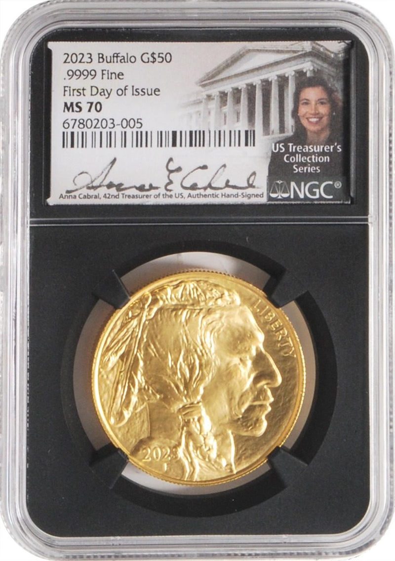2023 $50 Gold Buffalo NGC MS70 First Day of Issue w/Anna Cabral Signature - Westminster Mint
