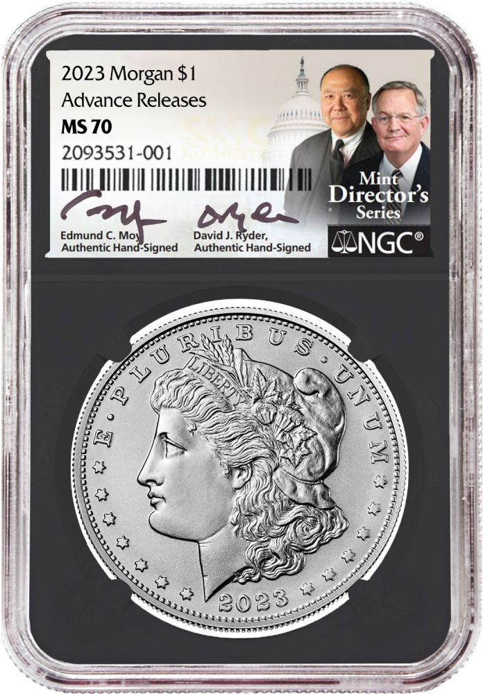 2023 Morgan & Peace Silver Dollars NGC MS70 Advance Release w/Moy & Ryder Signature - Westminster Mint