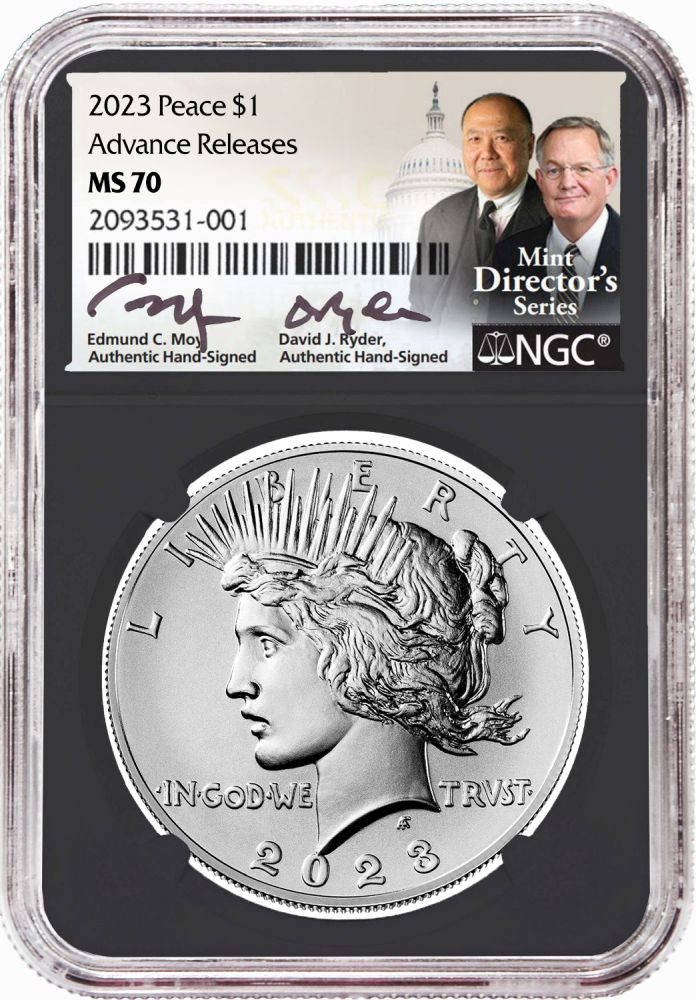 2023 Morgan & Peace Silver Dollars NGC MS70 Advance Release w/Moy & Ryder Signature - Westminster Mint