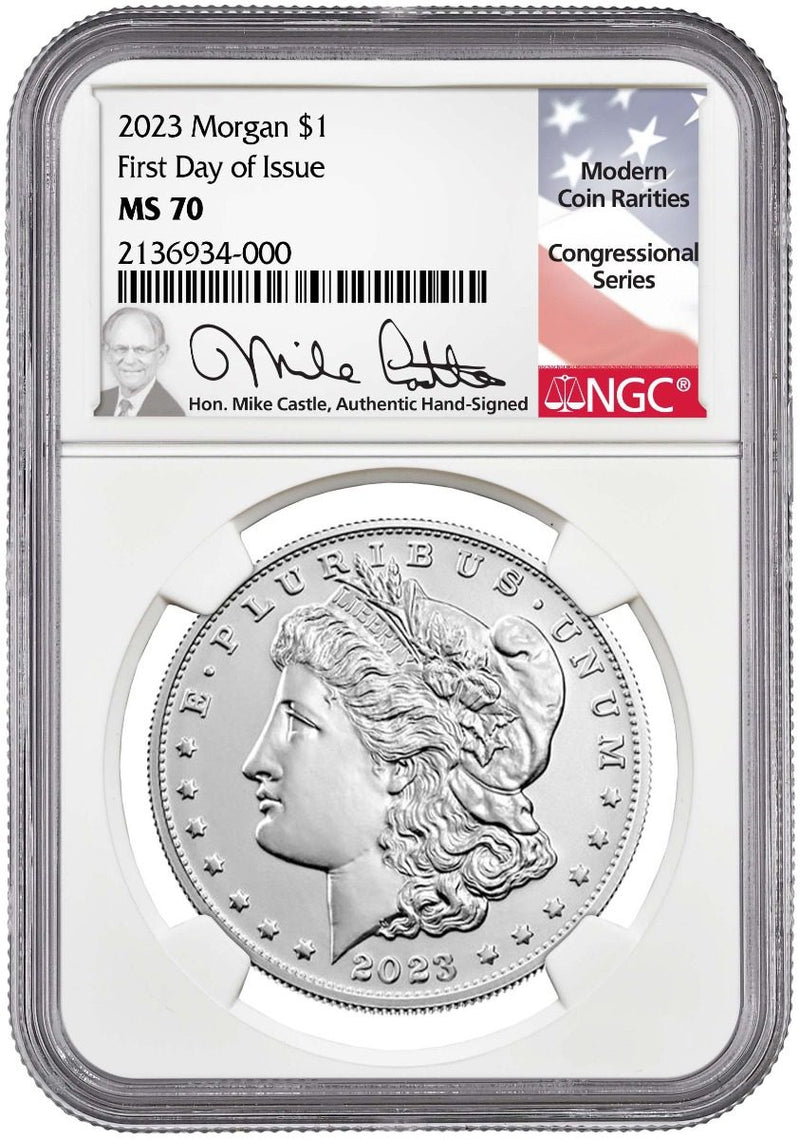2023 Morgan & Peace Silver Dollars NGC MS70 First Day of Issue w/Michal Castle Signature - Westminster Mint