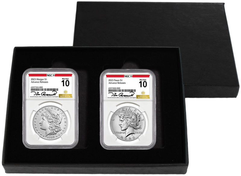 2023 Morgan & Peace Silver Dollars NGCX MS10 Advance Release w/Kenneth Bressett Signature - Westminster Mint
