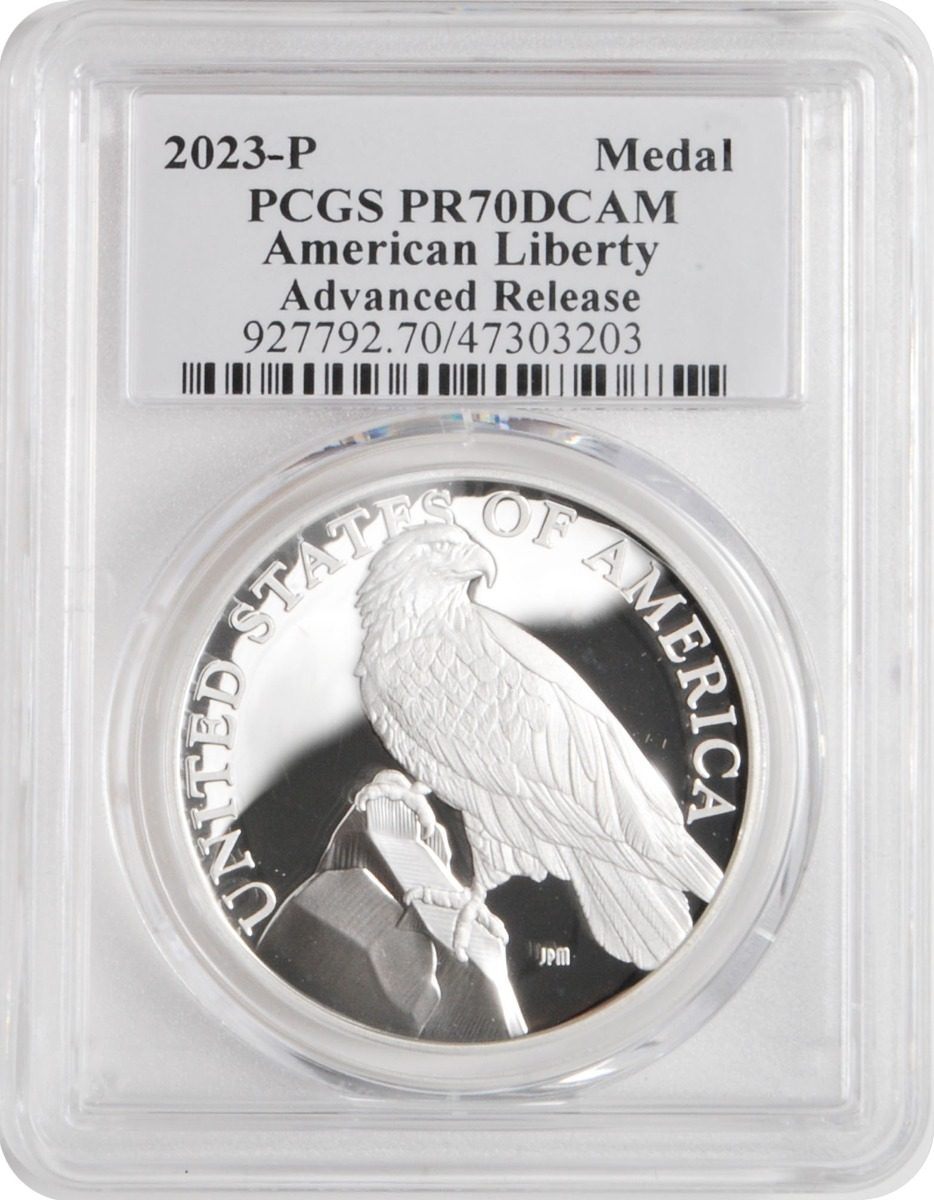 2023 P American Liberty Silver Medal PCGS PR70 DCAM Advanced Release Signed by PCGS Founder John Dannreuther - Westminster Mint