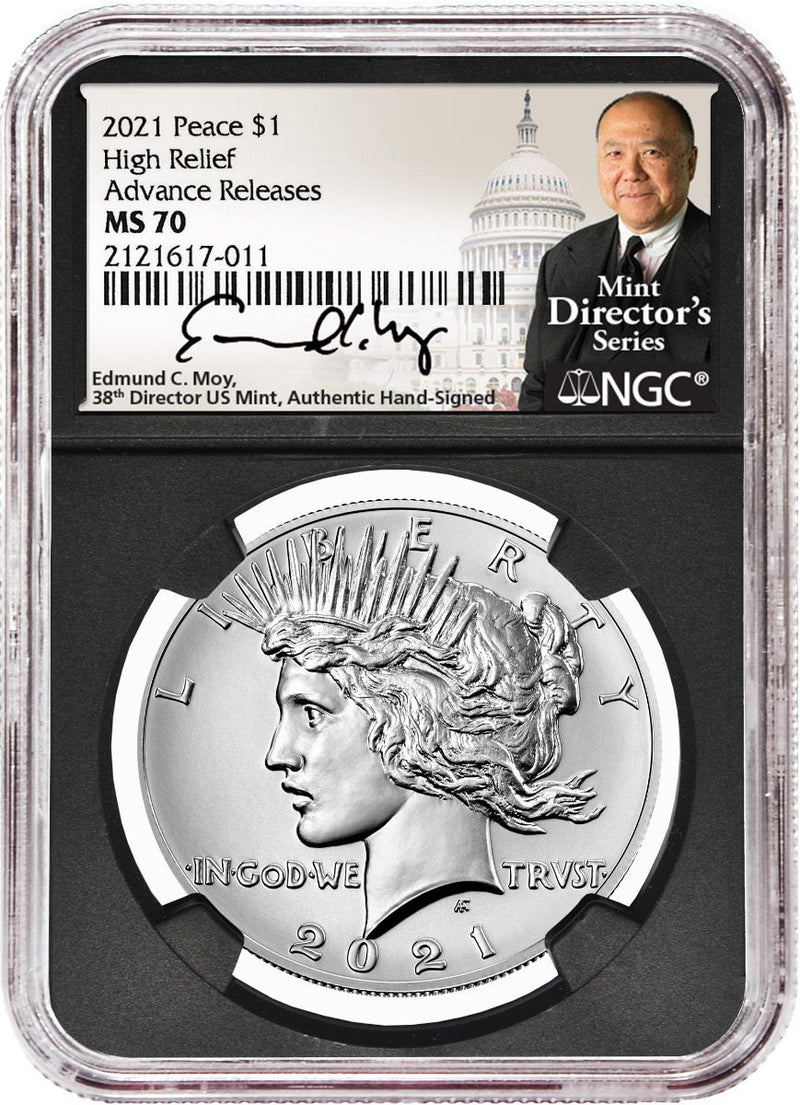2021 Six-Piece Morgan & Peace Dollar Set NGC MS70 Advance Release Edmund C. Moy Signatures MDS Labels - Westminster Mint