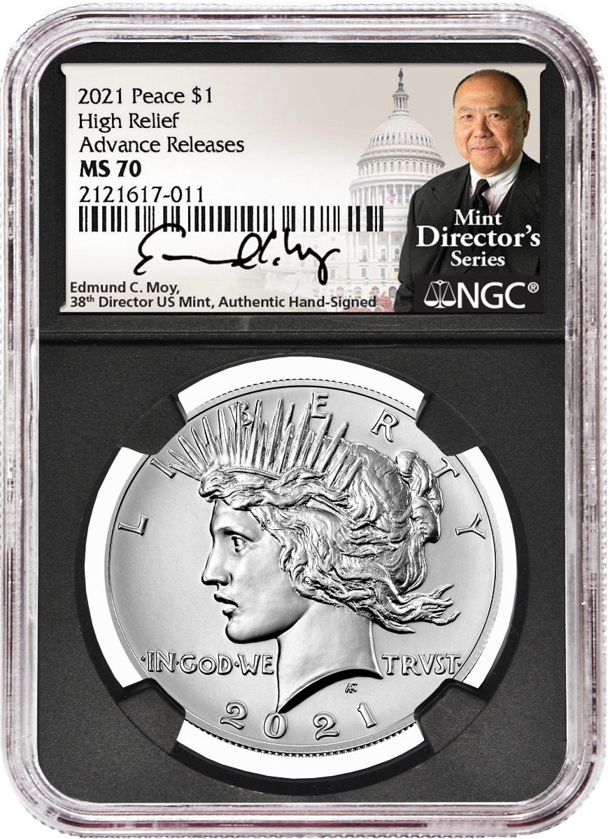 2021 Six-Piece Morgan & Peace Dollar Set NGC MS70 Advance Release Edmund C. Moy Signatures MDS Labels - Westminster Mint