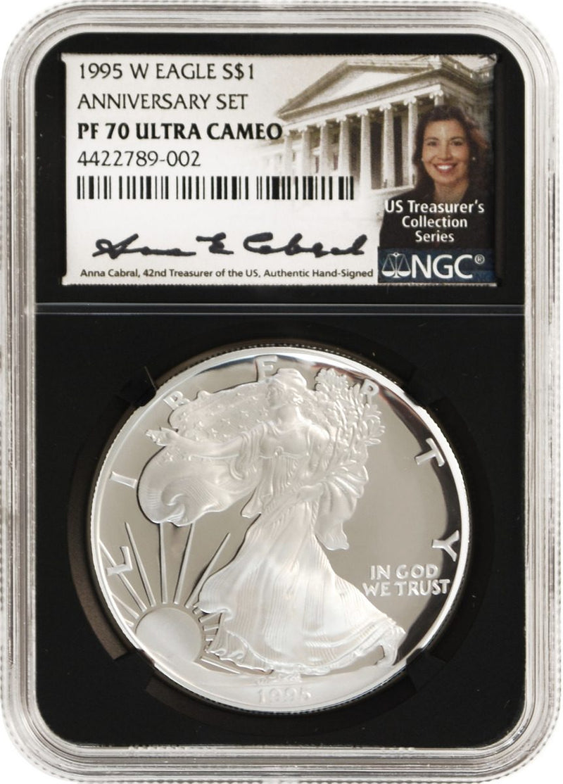 1995 W American Silver Eagle NGC PF70 - Anna Cabral Signature - Westminster Mint