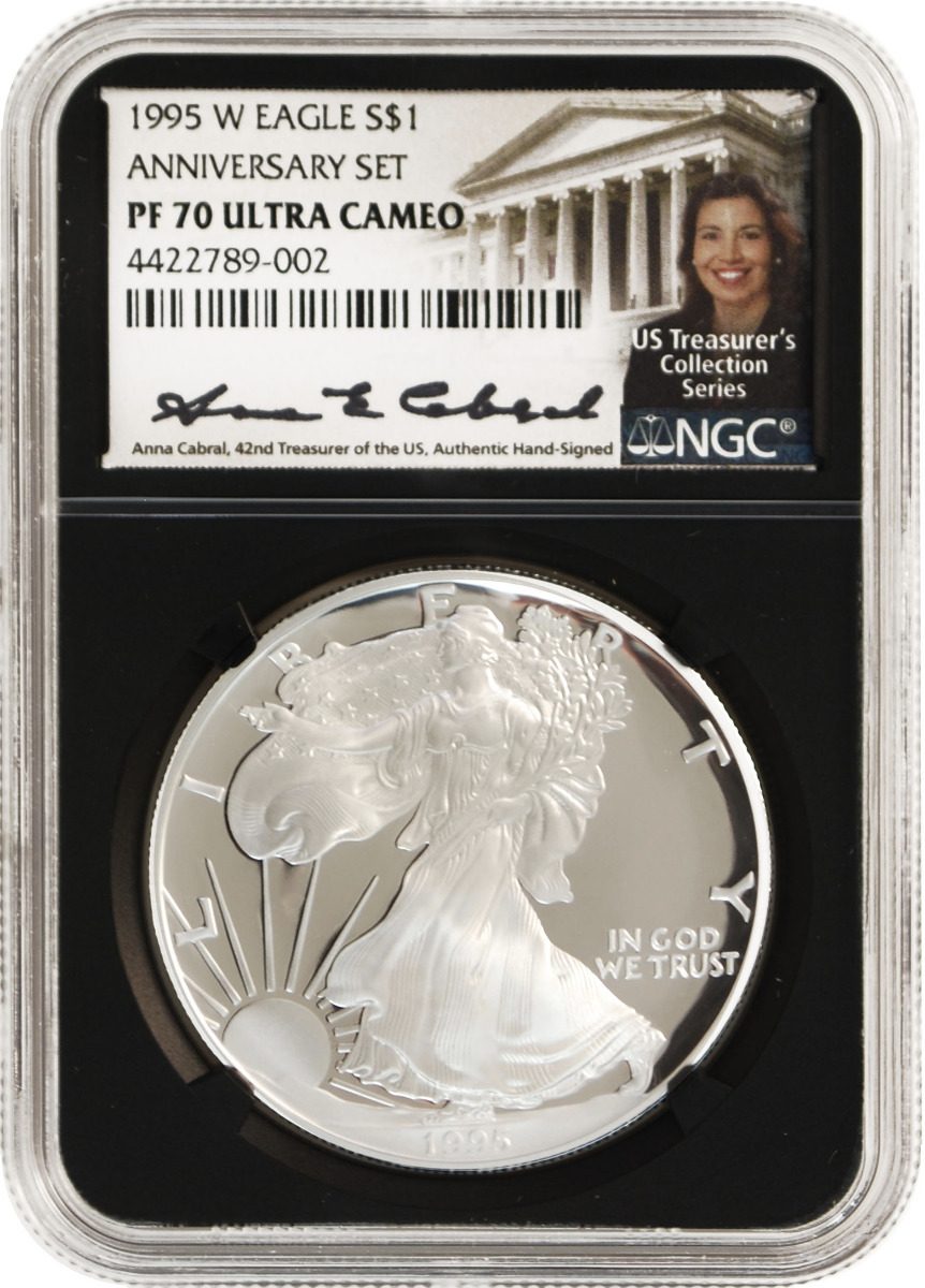 1995 W American Silver Eagle NGC PF70 - Anna Cabral Signature - Westminster Mint