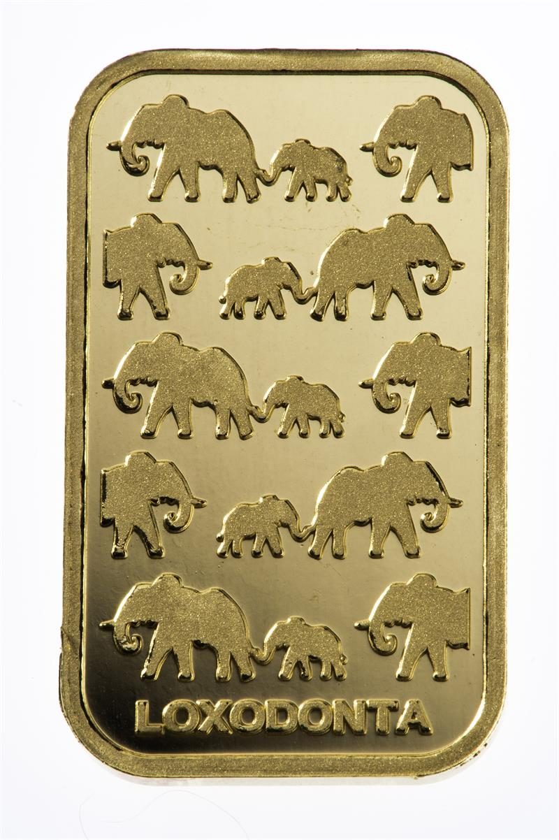 Rand Refinery One Troy Ounce Gold Elephant Bar - Westminster Mint