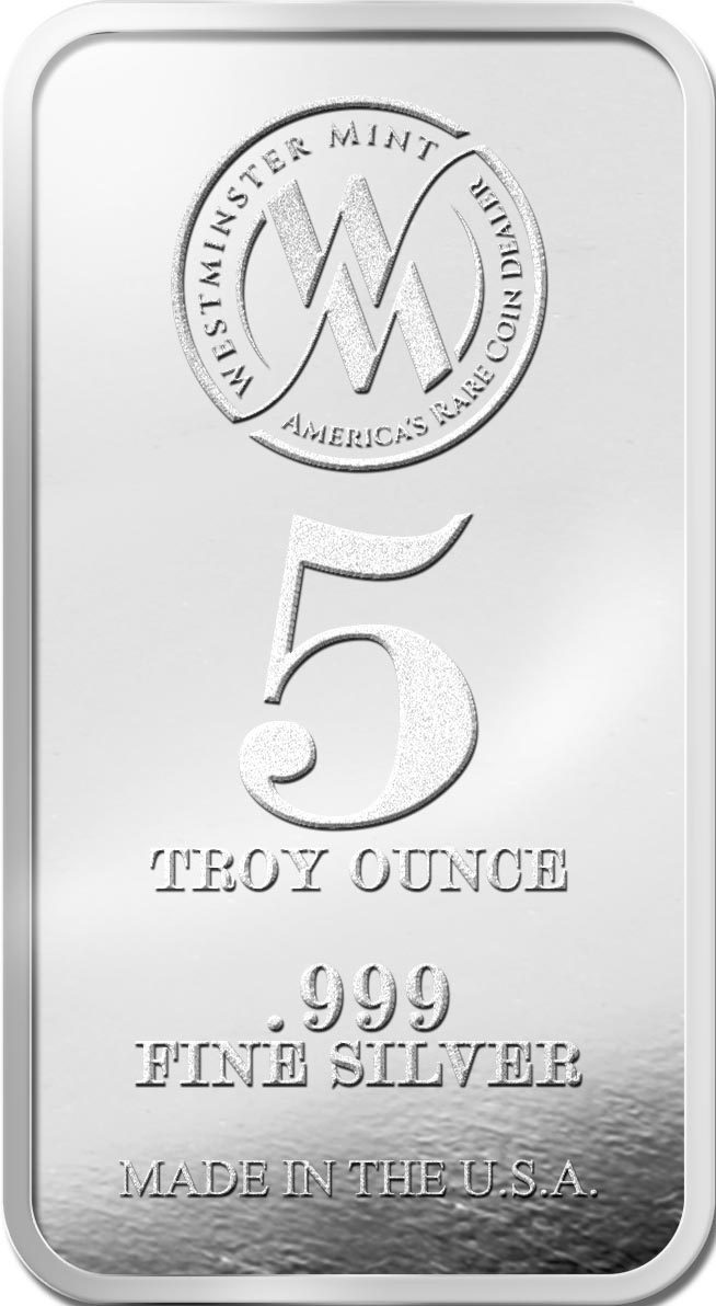 5 oz Silver Bars - Westminster Mint Lion Reverse design - Westminster Mint