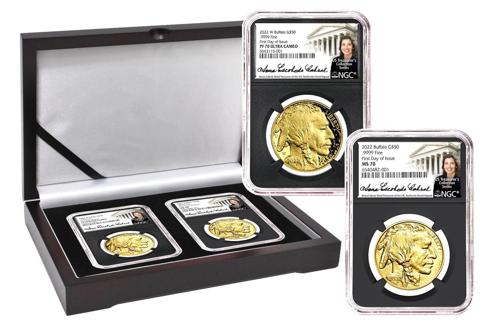 2022 $50 Buffalo NGC MS70PF70 First Day of Issue Cabral Signature