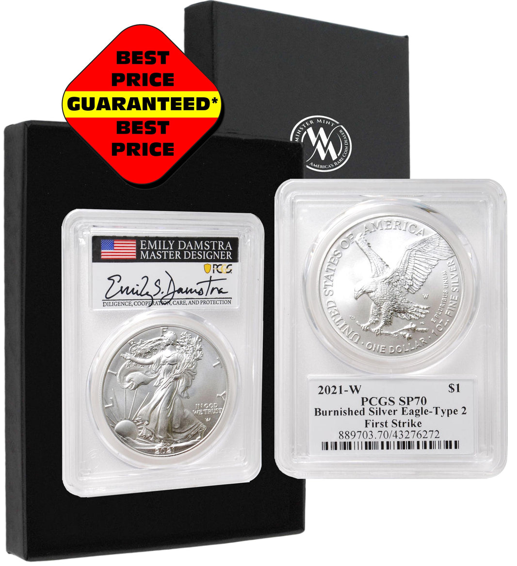 2022 W First –Ever T2 Burnished Silver Eagle – New MCR Michel Castle Label