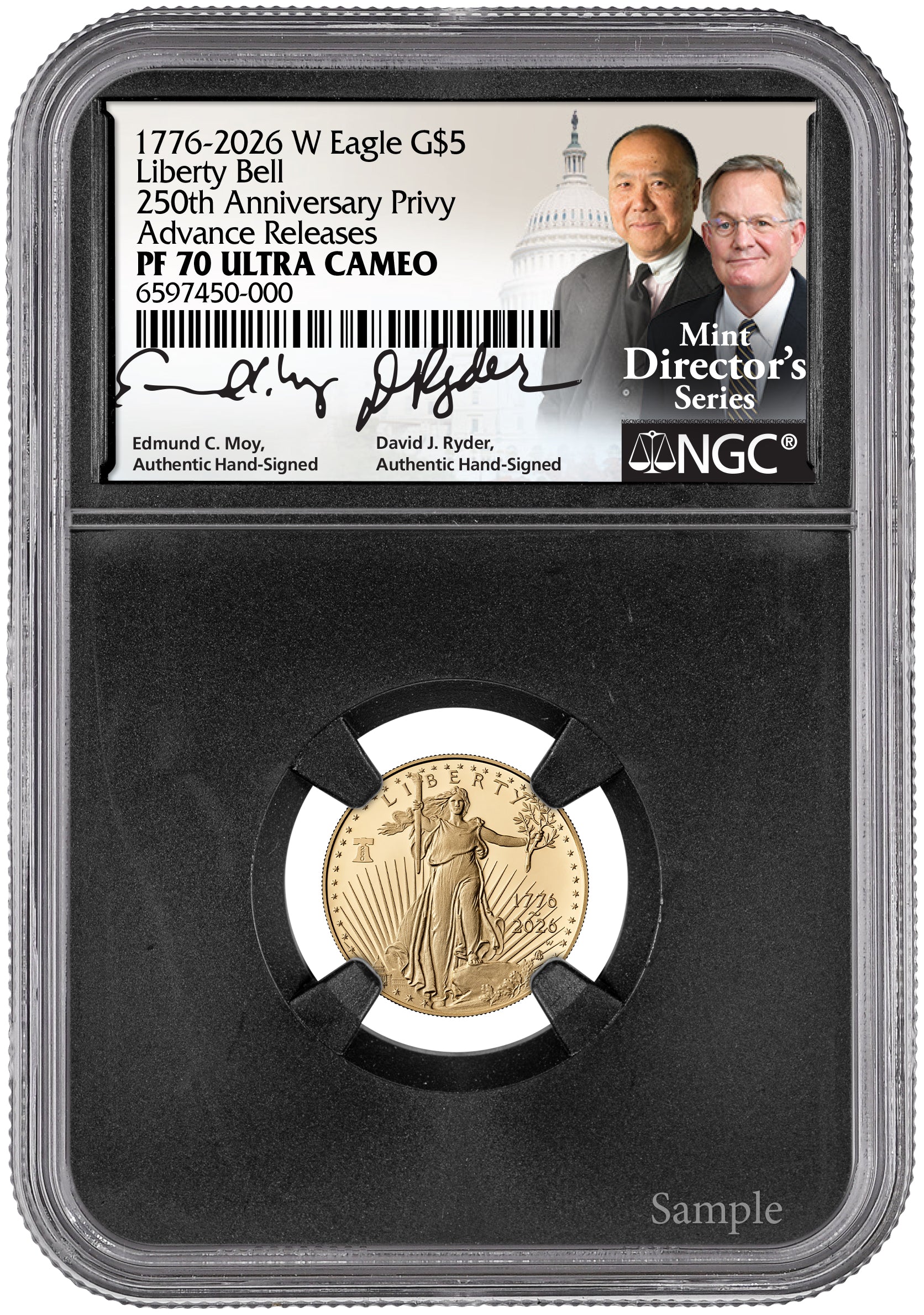 2026 ADV REL $5 GOLD EAGLE PF70 MOY/RYDER