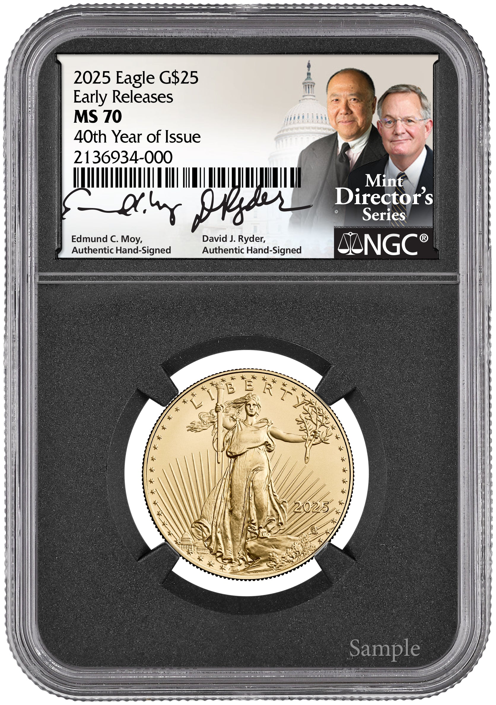 2025 GOLD EAGLE 4PC SET 40TH YEAR MS70 MOY/RYDER