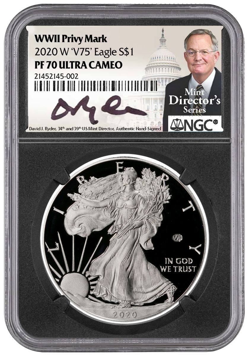 2020 W V75 Silver Eagle NGC PF70 w/David Ryder Signature - Westminster Mint