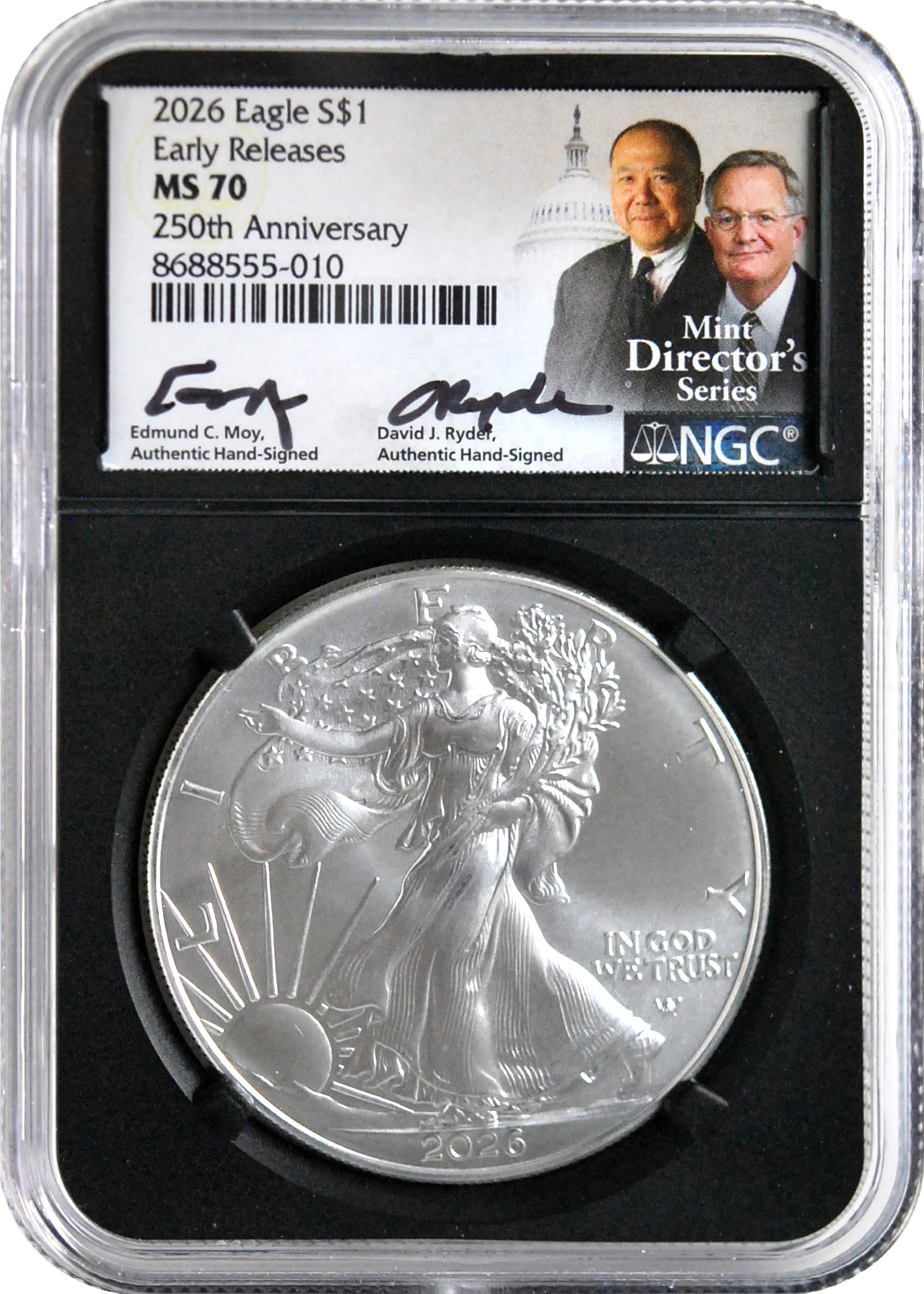 2026 1 oz ASE MS70 ER Moy/ Ryder 250